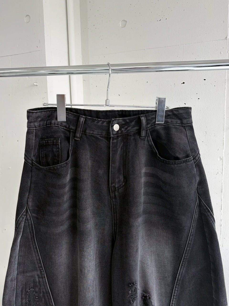 国際配送【LUV CODE】barrel leg damage denim pants