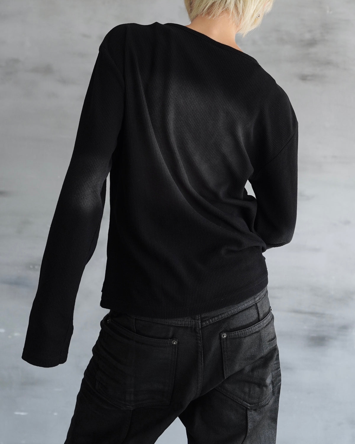 【CHIKASHITSU PLUS HIGH】Rust waffle layered henley neck tee(2color)