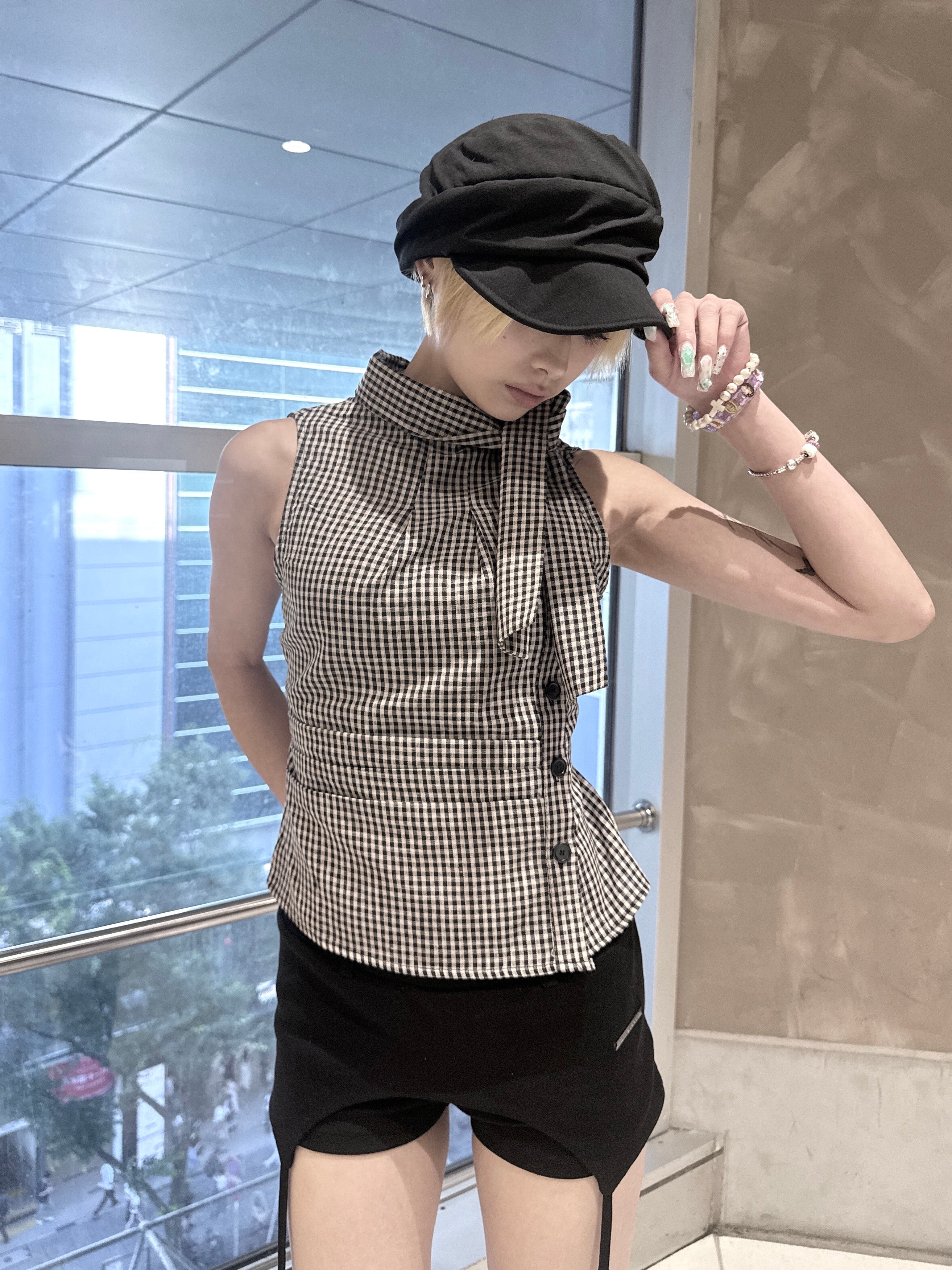 渋谷109店WEB限定受注制【nmtc+】Check Ribbon Tie Blouse