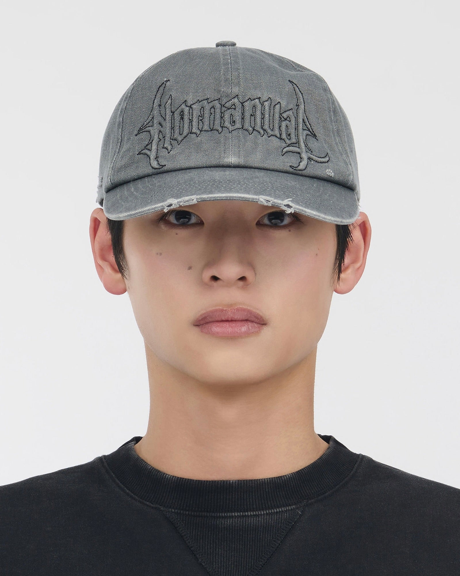 【NOMANUAL】GOTHIC LOGO WASHED BALL CAP