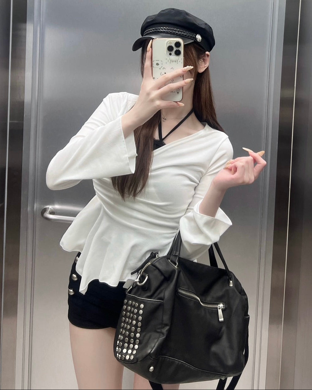 受注制【nmtc+】Draped Peplum Wrap Top (2color)