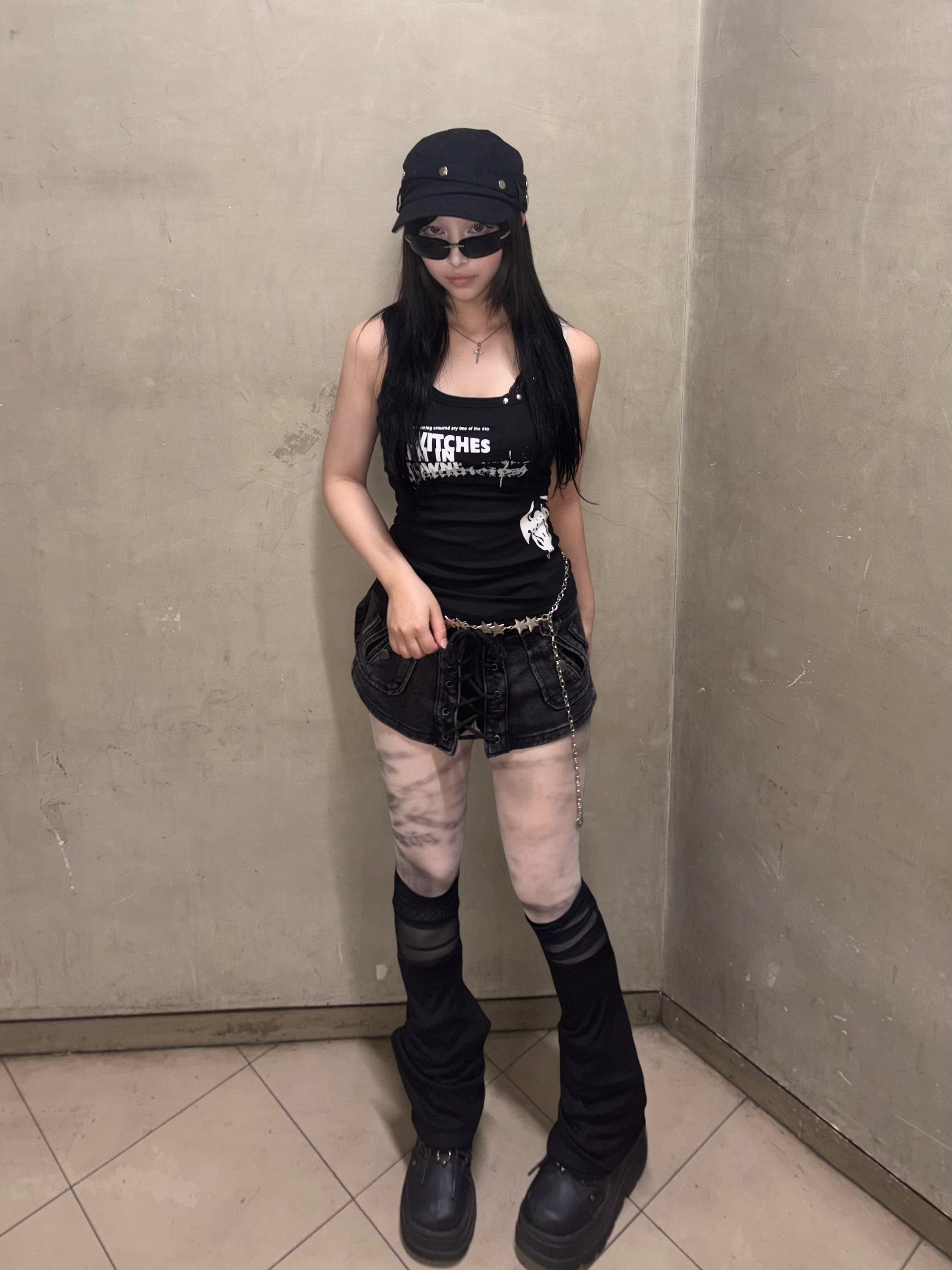 国際配送【Never mind the XU】double belt strap cap (2color)