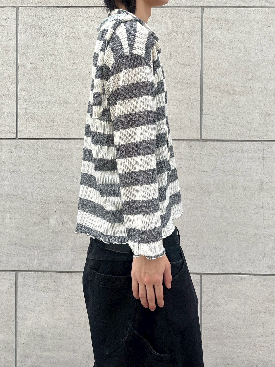 【nmtc+】tie set sheer border long sleeve (2color)