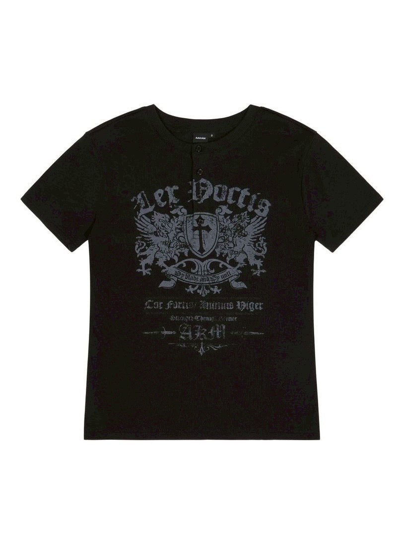【AAKAM】Shield Henry Neck Half Top