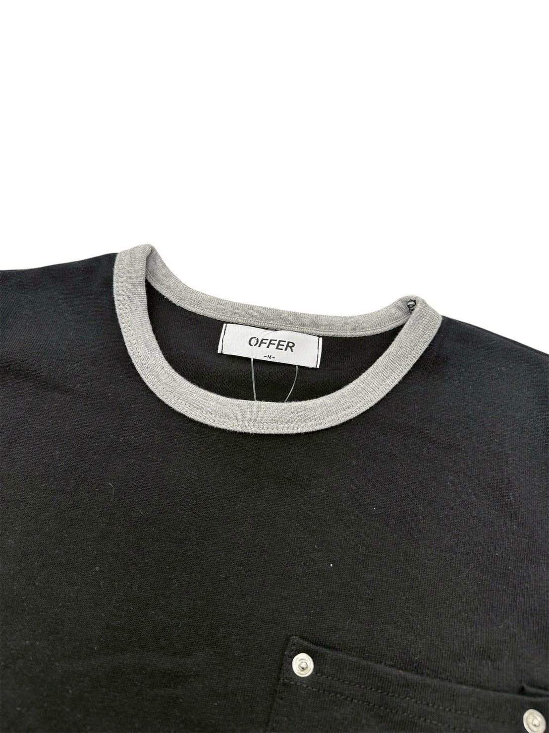 7/4 20:00発売 受注制【nmtc+】Washed Rivet Pocket Crop Slim Fit Tee (2color)