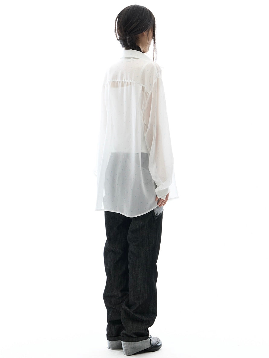 【OJOS】Graphic Sheer Shirts