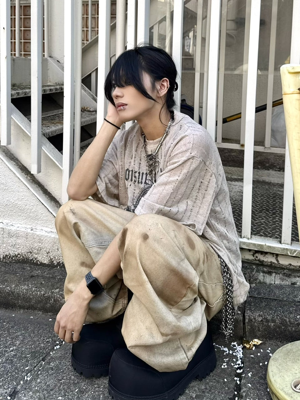 受注制【Never mind the XU】see-through short sleeve (4color)