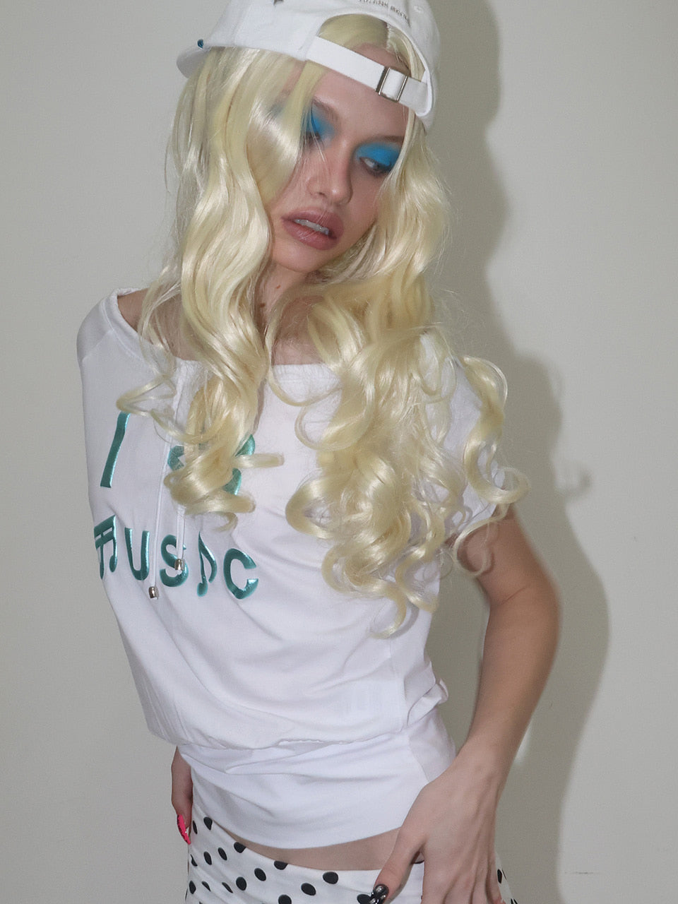 【CRANK】I LOVE MUSIC OFF-SHOULDER TOP
