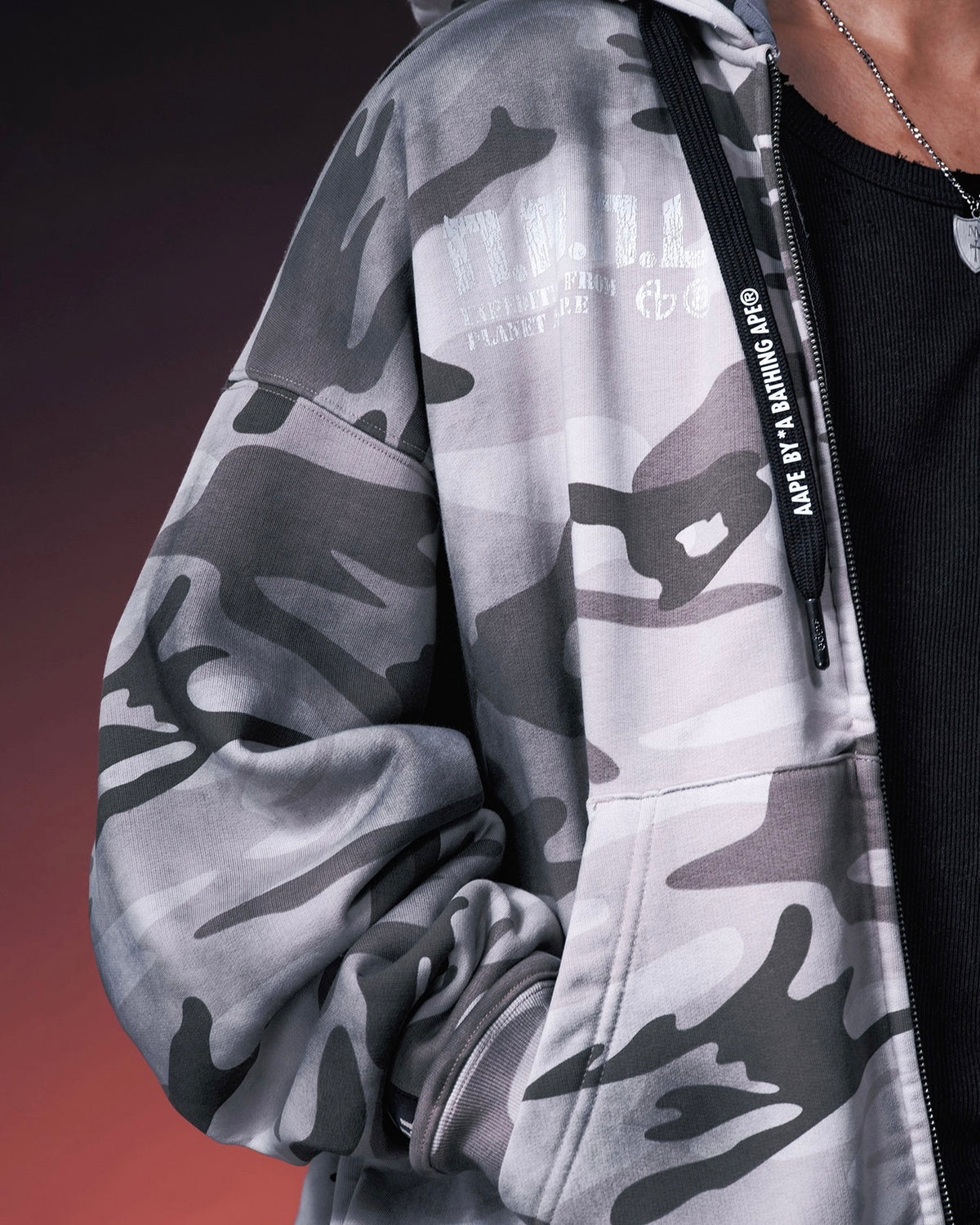 【NOMANUAL】AAPE X NMNL DOUBLE HOODED ZIP-UP(SAND CAMO)