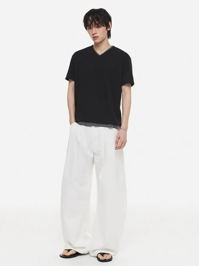 【DNSR】Layered V-Neck Half T-Shirt