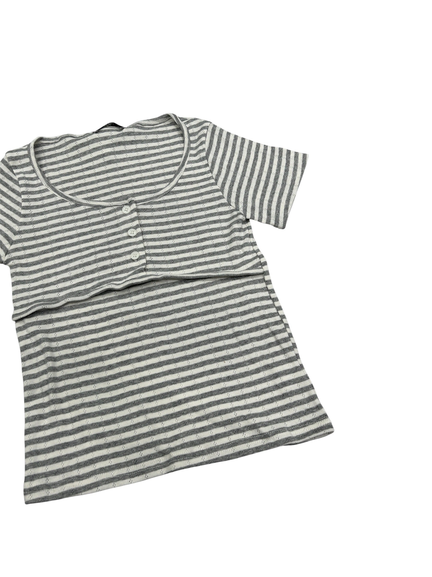 7/4 20:00発売 受注制【nmtc+】Stripe U-Neck Button Tee (2color)