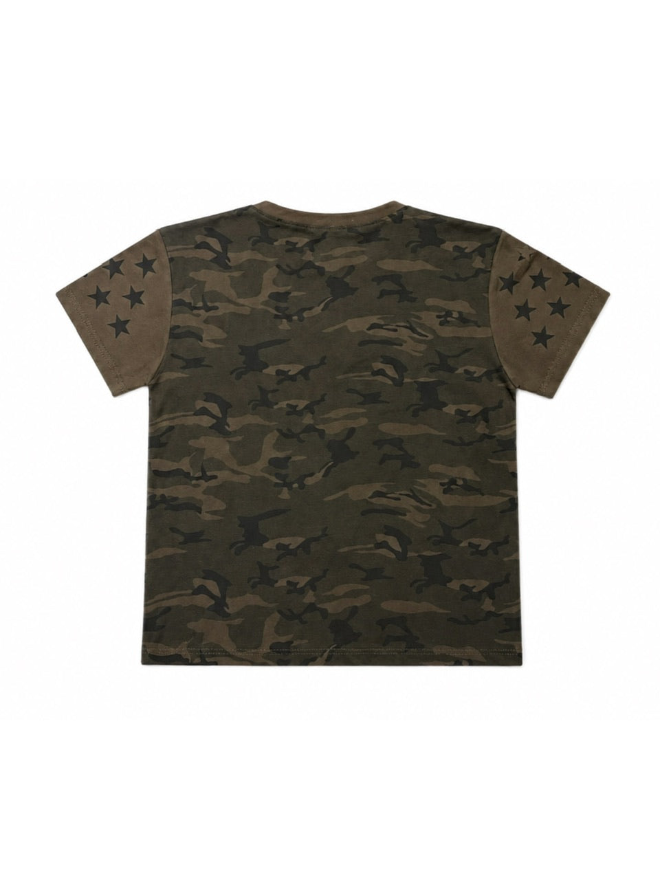 国際配送【Never mind the XU】camouflage logo print T-shirt