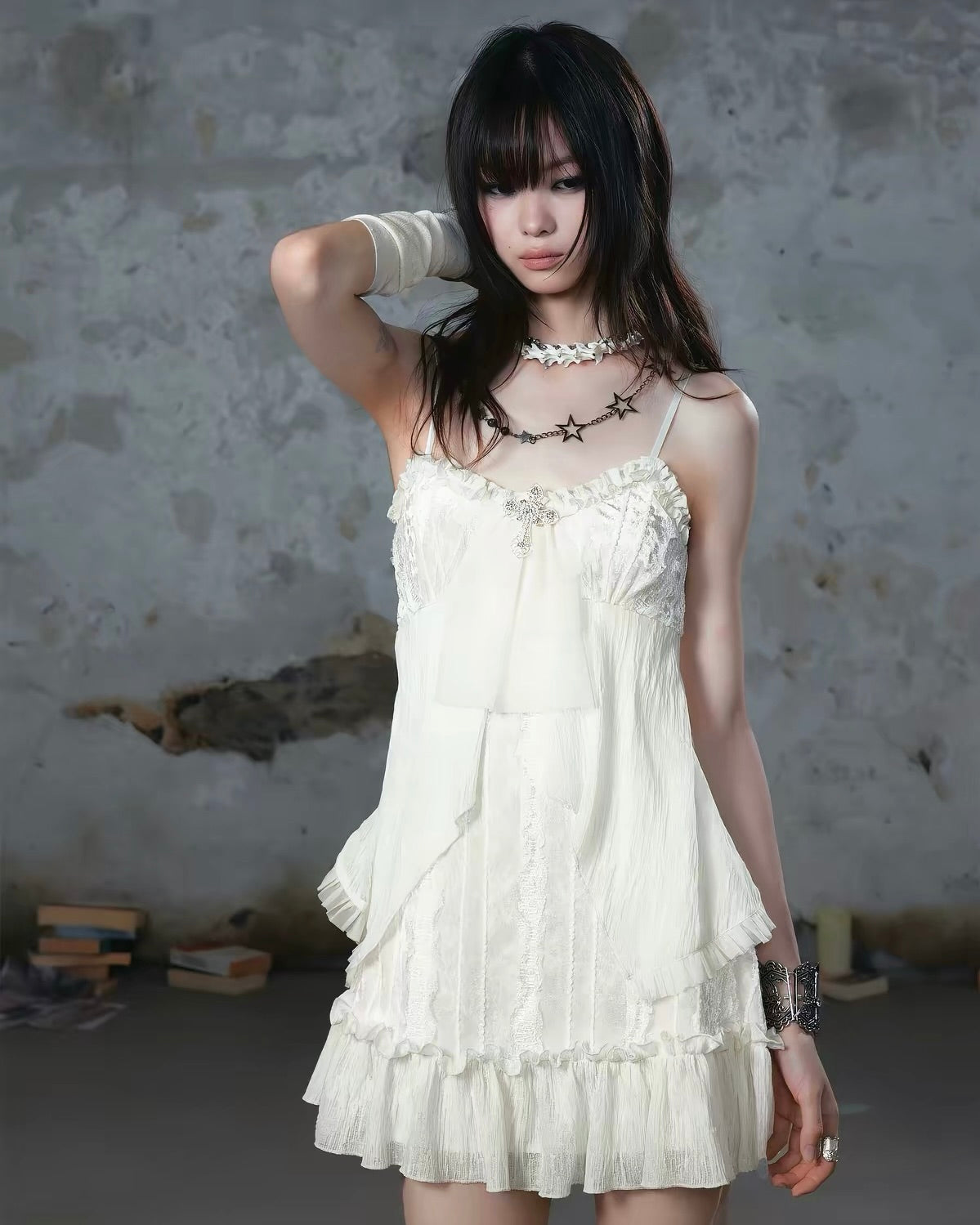 【Cest Nous】Velvet Bow Slip 
Dress
