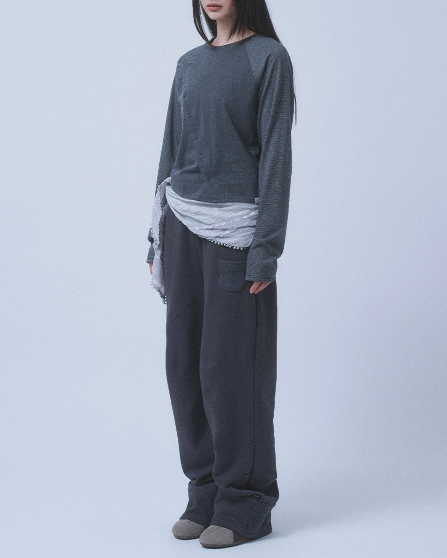 【TUOMIO】STRIPE BUTTON LONG SLEEVE