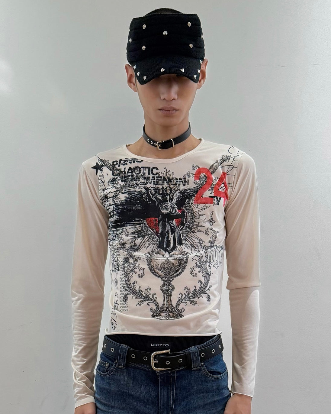 【LECYTO】Spike Studded Band Cap