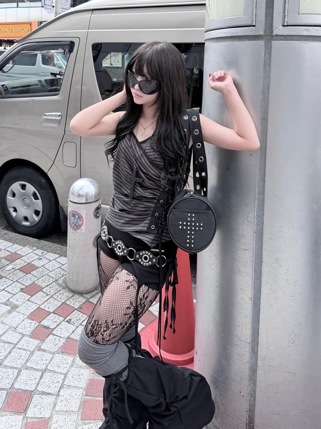6/6 20:00発売 別注【NOT KNOWING】Eyelet Lace Up CAMI Hoodie