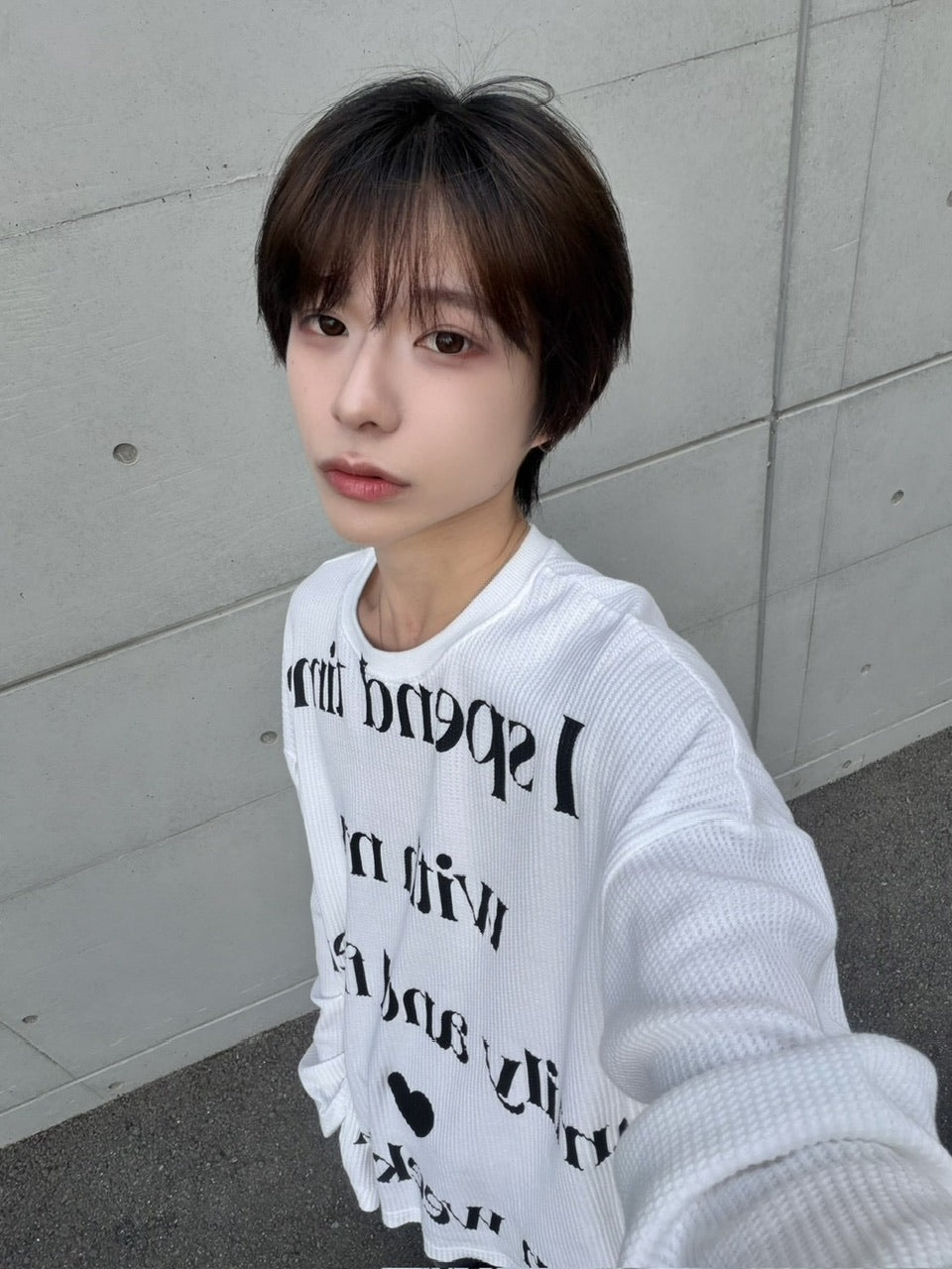 【LUV CODE】lettering waffle long sleeve tee