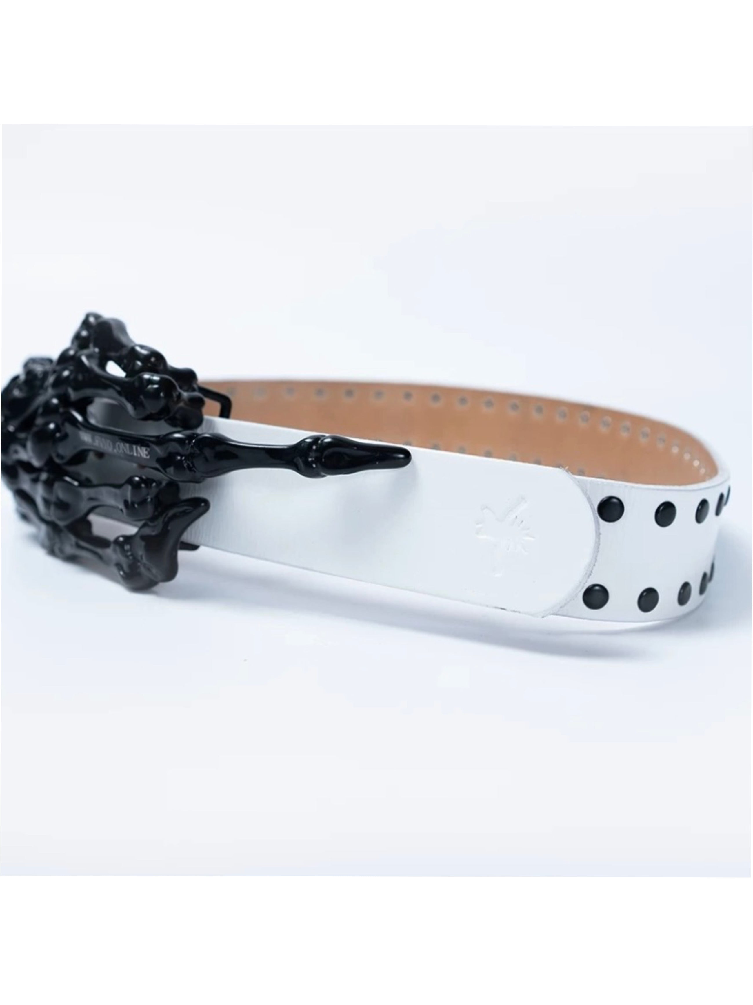 【F.V.V.O】Skeleton Hand & Spikes Leather Belt