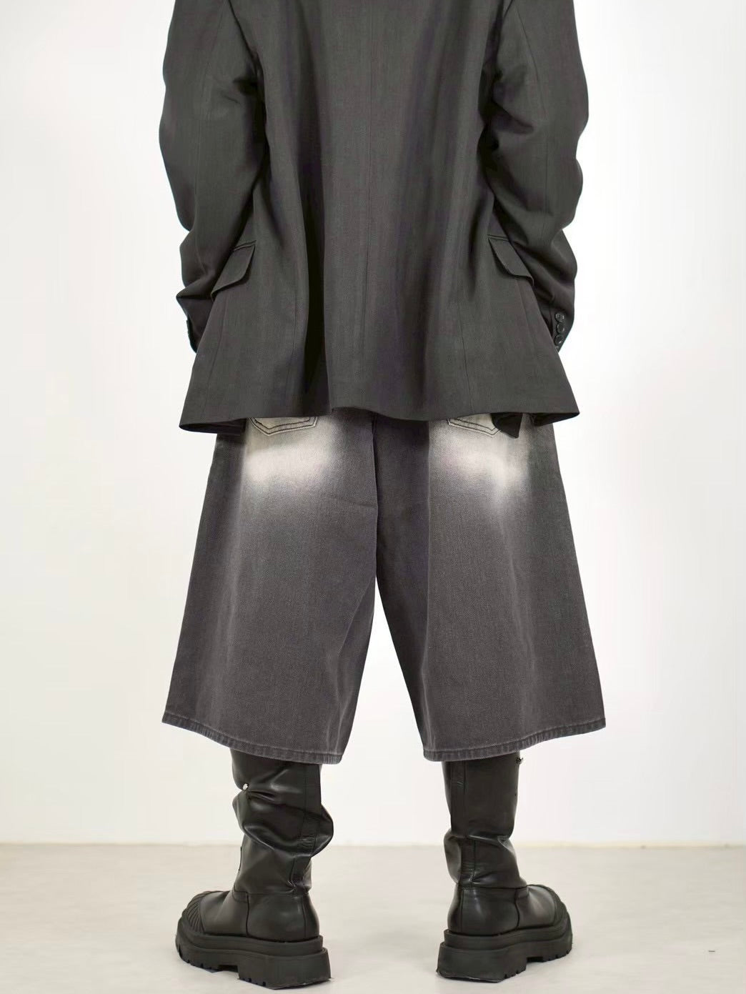 受注制【Chikashitsu +】8-length bermuda denim pants (2color)