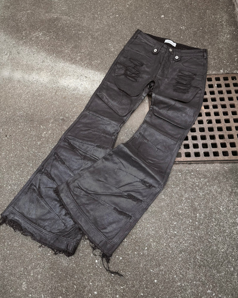 国際配送【Never mind the XU】DISTORTED LAYERED FLARE PANTS