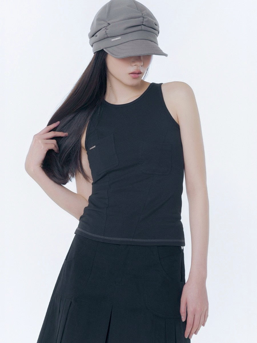 【Miseki seoul】Pocket pointed sleeveless