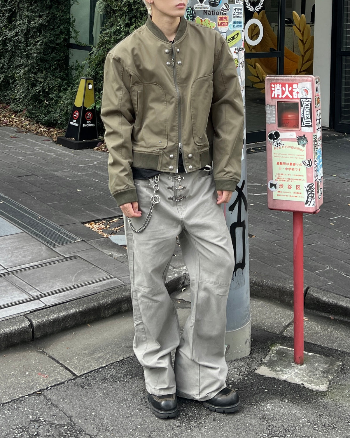 大阪店WEB限定受注制【Chikashitsu +】cropped heavy nylon MA-1 (2color)