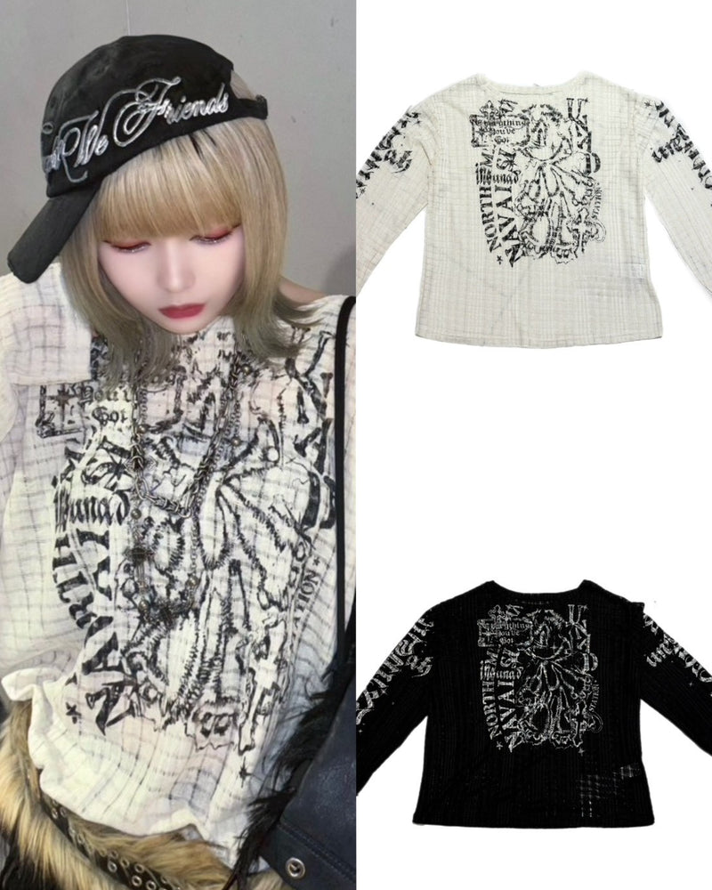 【BABY09】lettering see-through tops (2color)