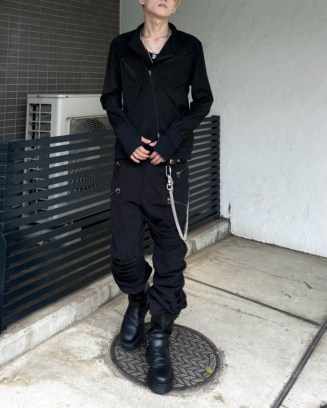 受注制【nmtc+】Asymmetric pocket zip-up Slim Jacket