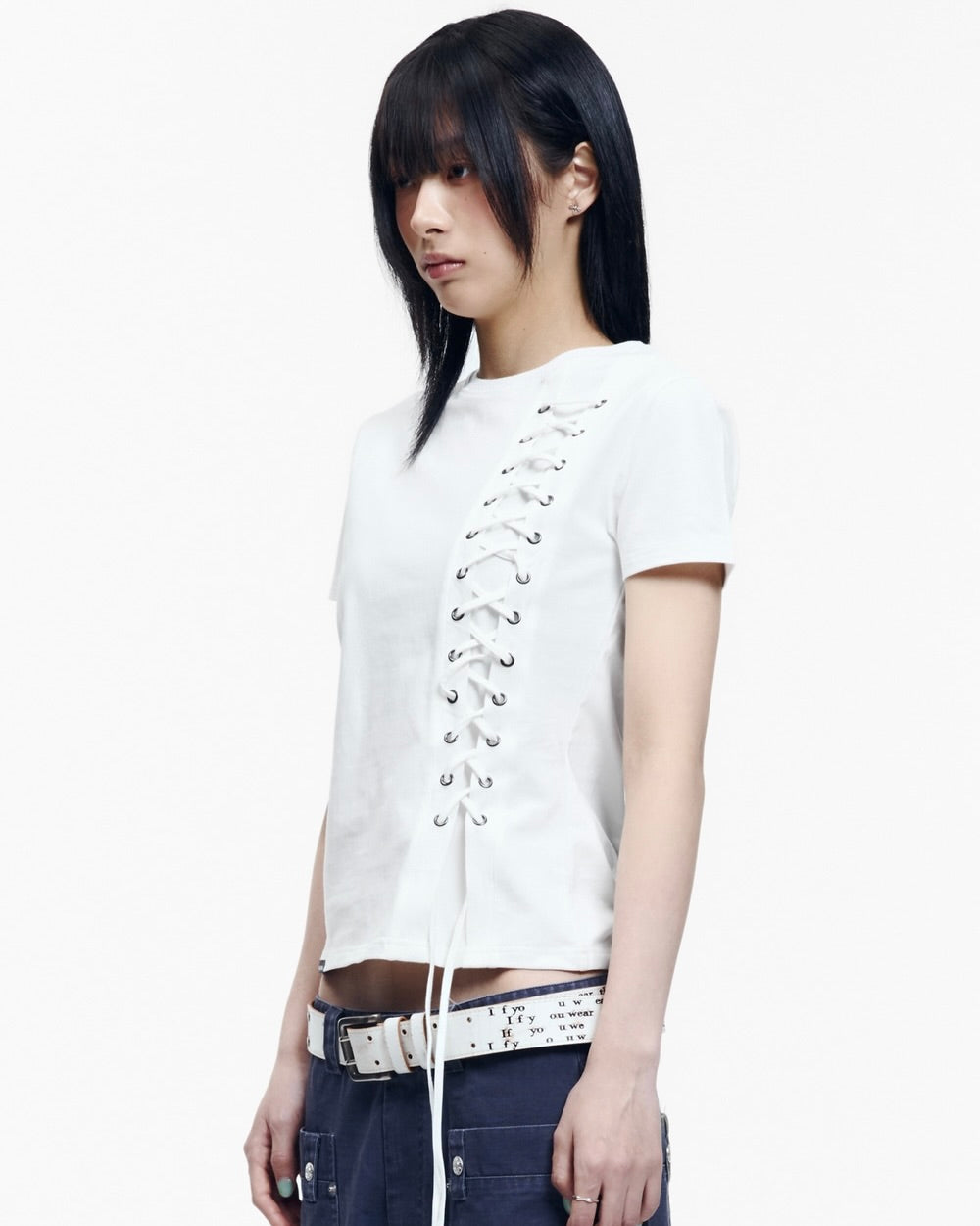 【AAKAM】Eyelet Corset Half Top