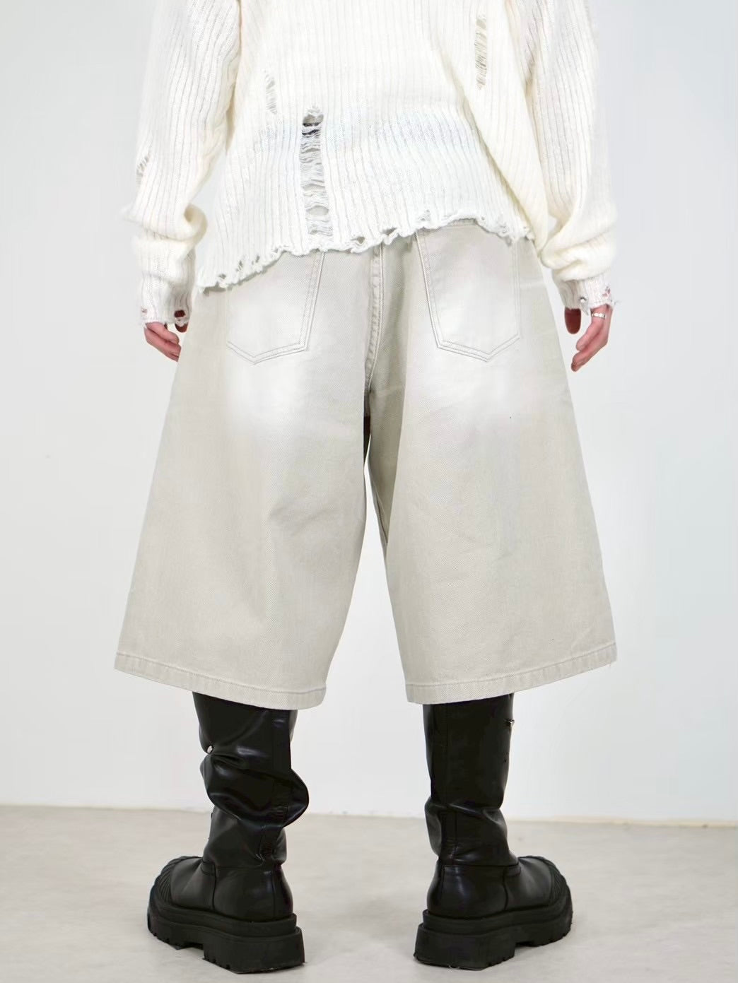 受注制【Chikashitsu +】8-length bermuda denim pants (2color)