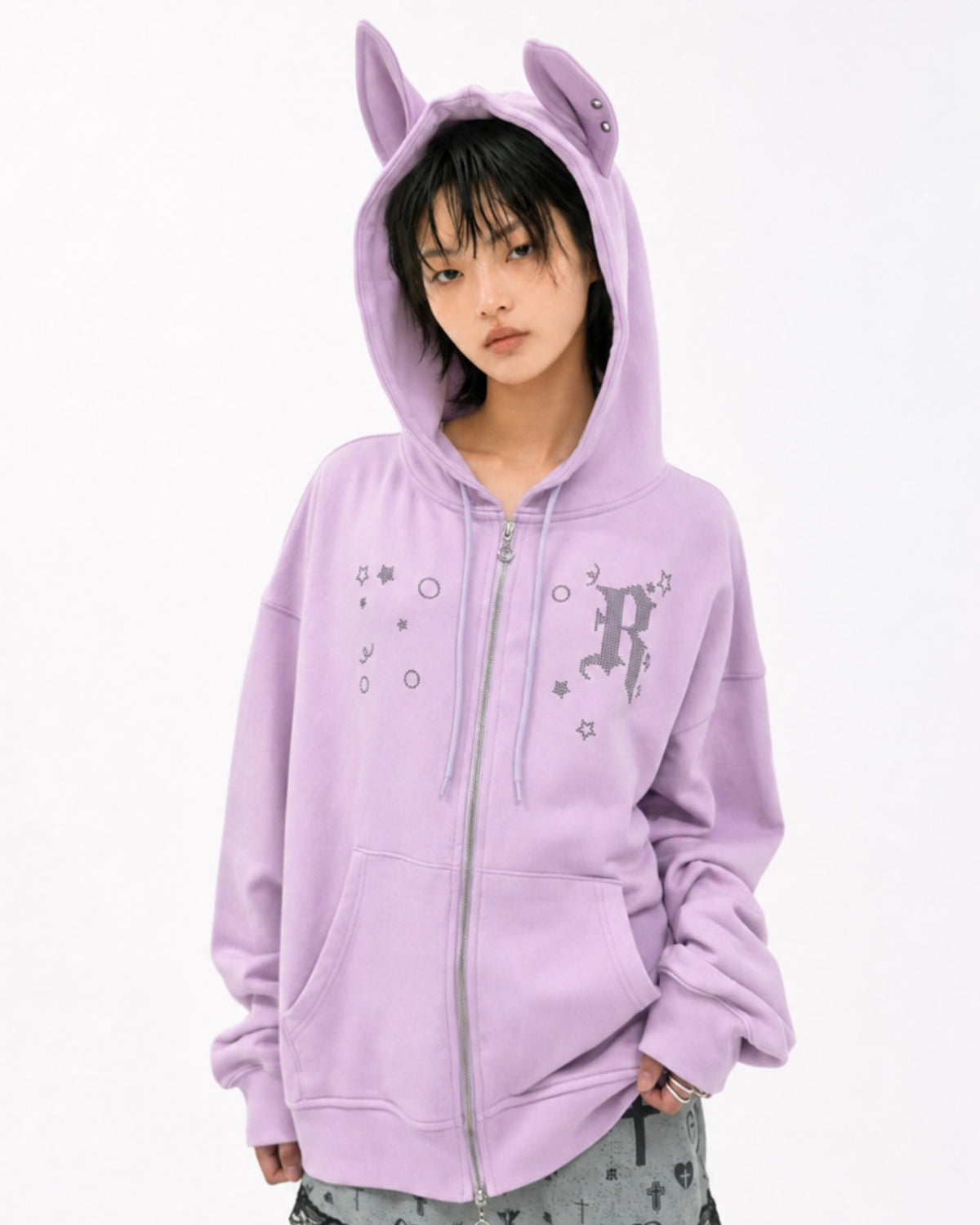 【runningHIGH】EAR ZIP UP HOODIE