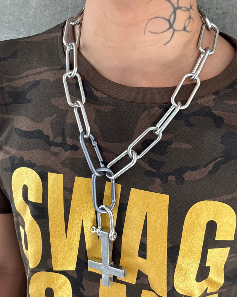 国際配送【Never mind the XU】2way chain cross necklace