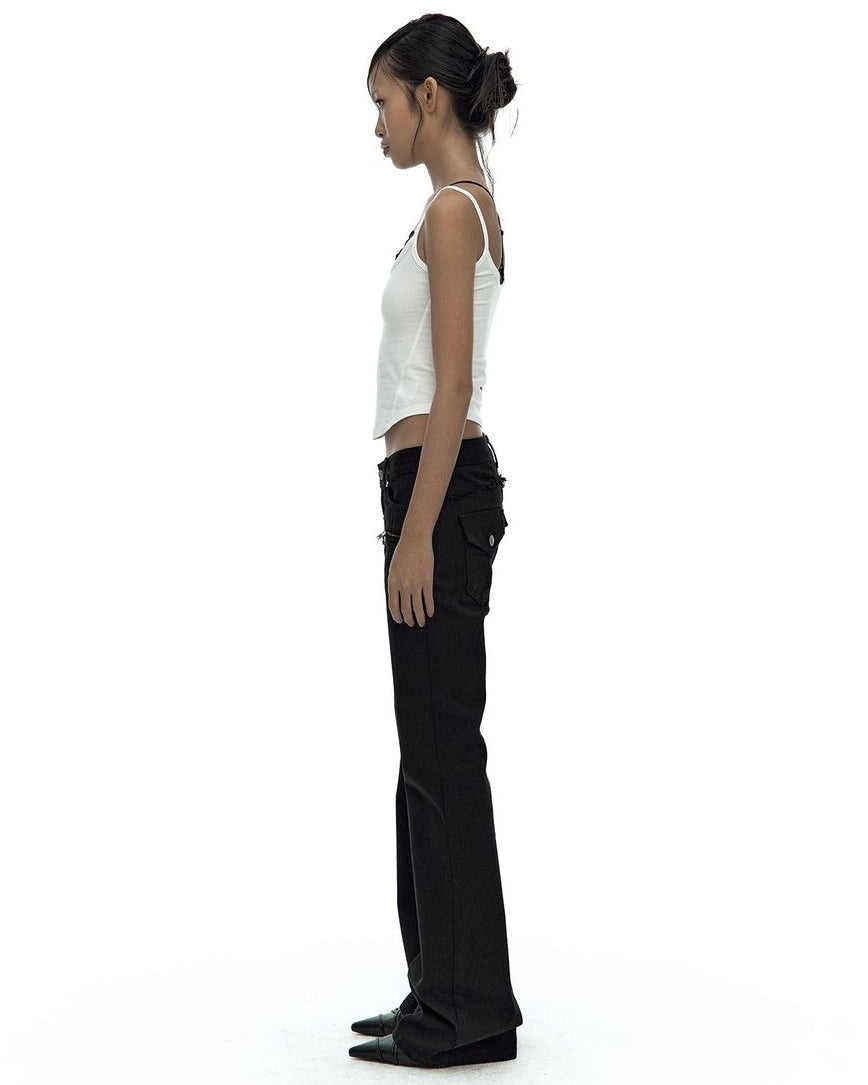 【Kashiko】Side Zipper Boots-cut Jeans