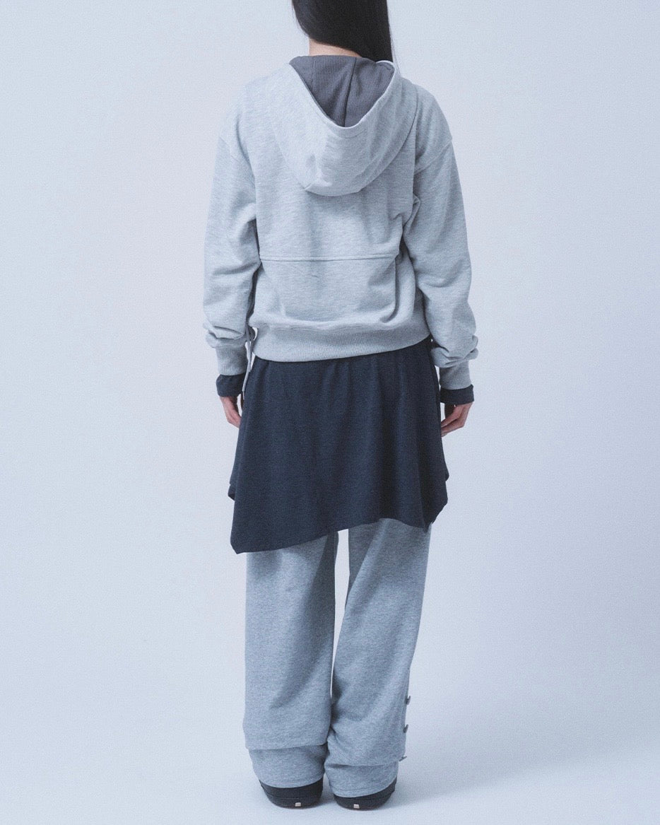 【TUOMIO】SHIRRING WAFFLE HOOD ZIP-UP