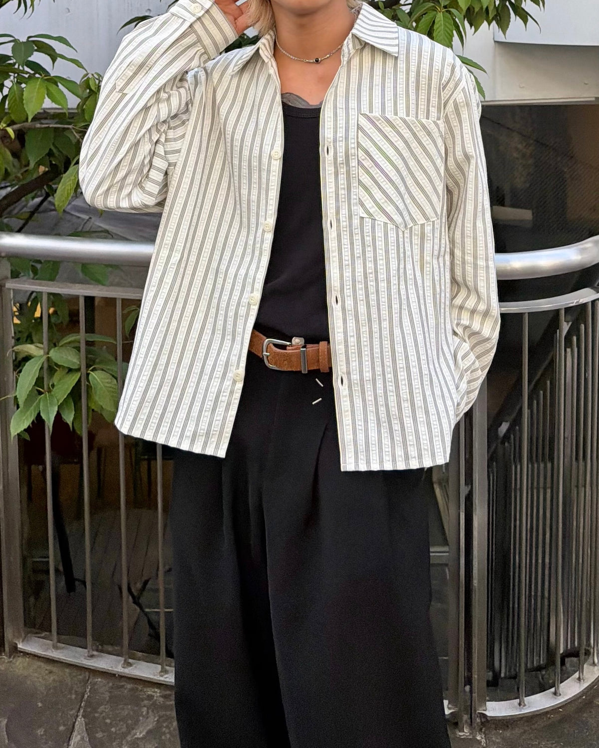 国際配送【RENOL】stripe boxy shirt