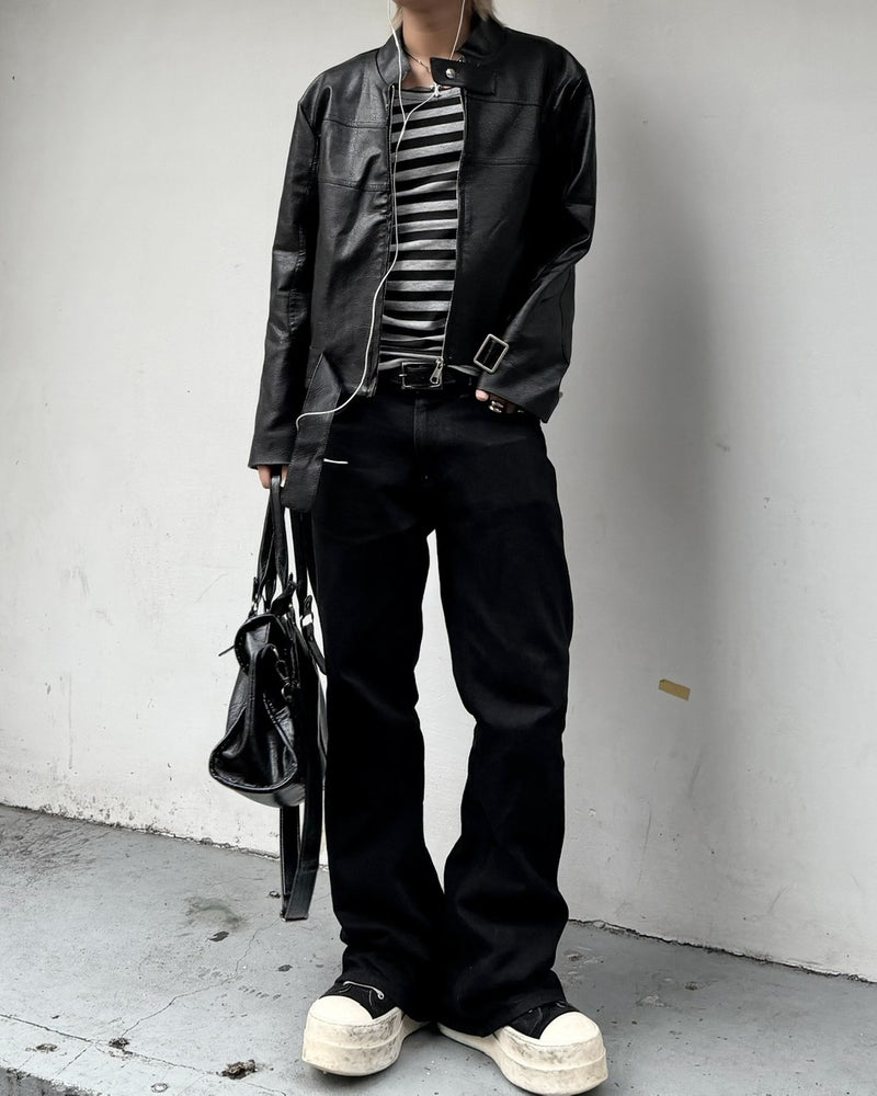 国際配送【RENOL】faux leather biker jacket