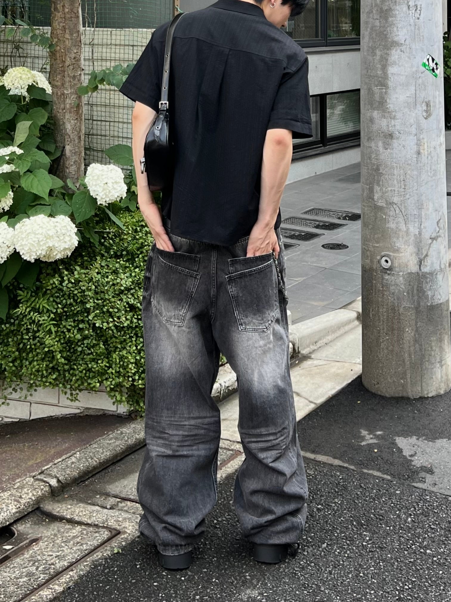 大阪店WEB限定受注制【Chikashitsu +】perforated open collar shirt (2color)