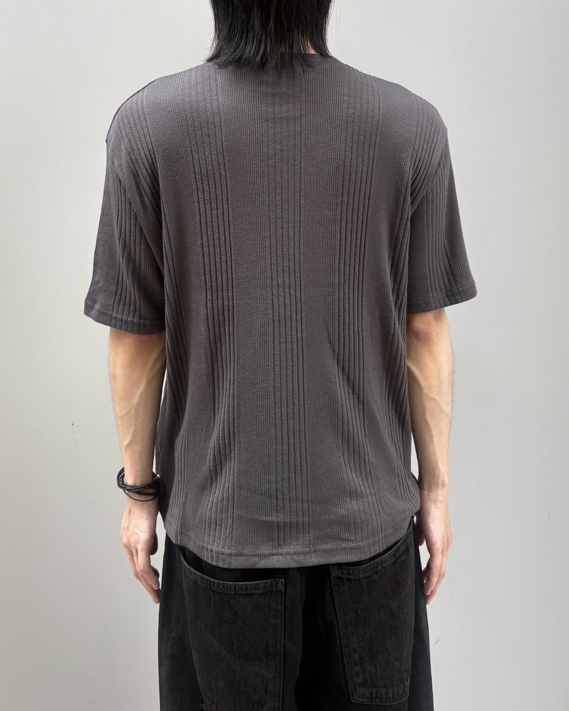 受注制【nmtc+】Ribbed Henley Neck Tee (3color)