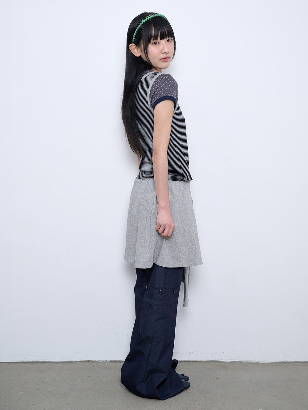 6/8 21:00発売【TUOMIO】STRIPE TIE DRESS