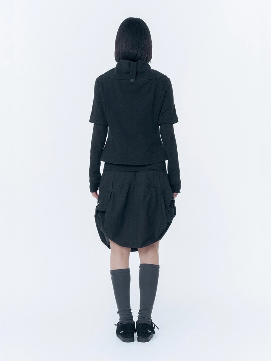 【Miseki seoul】Rolled button short sleeve jacket