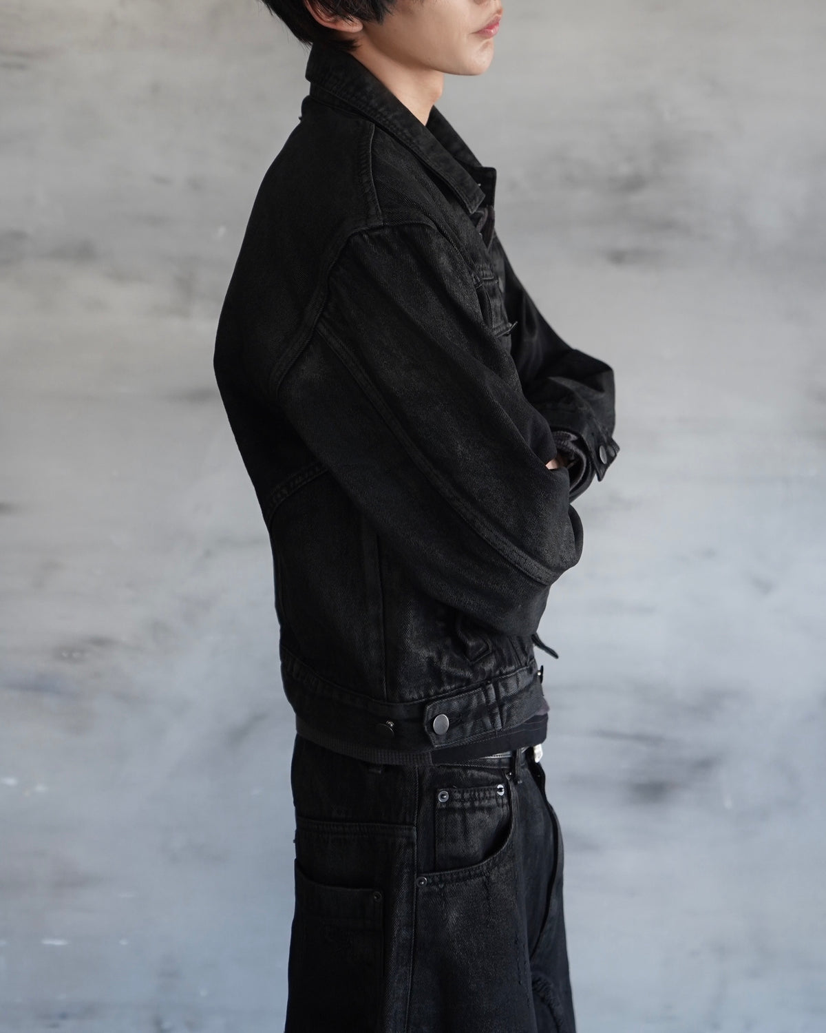 【CHIKASHITSU PLUS HIGH】Washed coating denim jacket