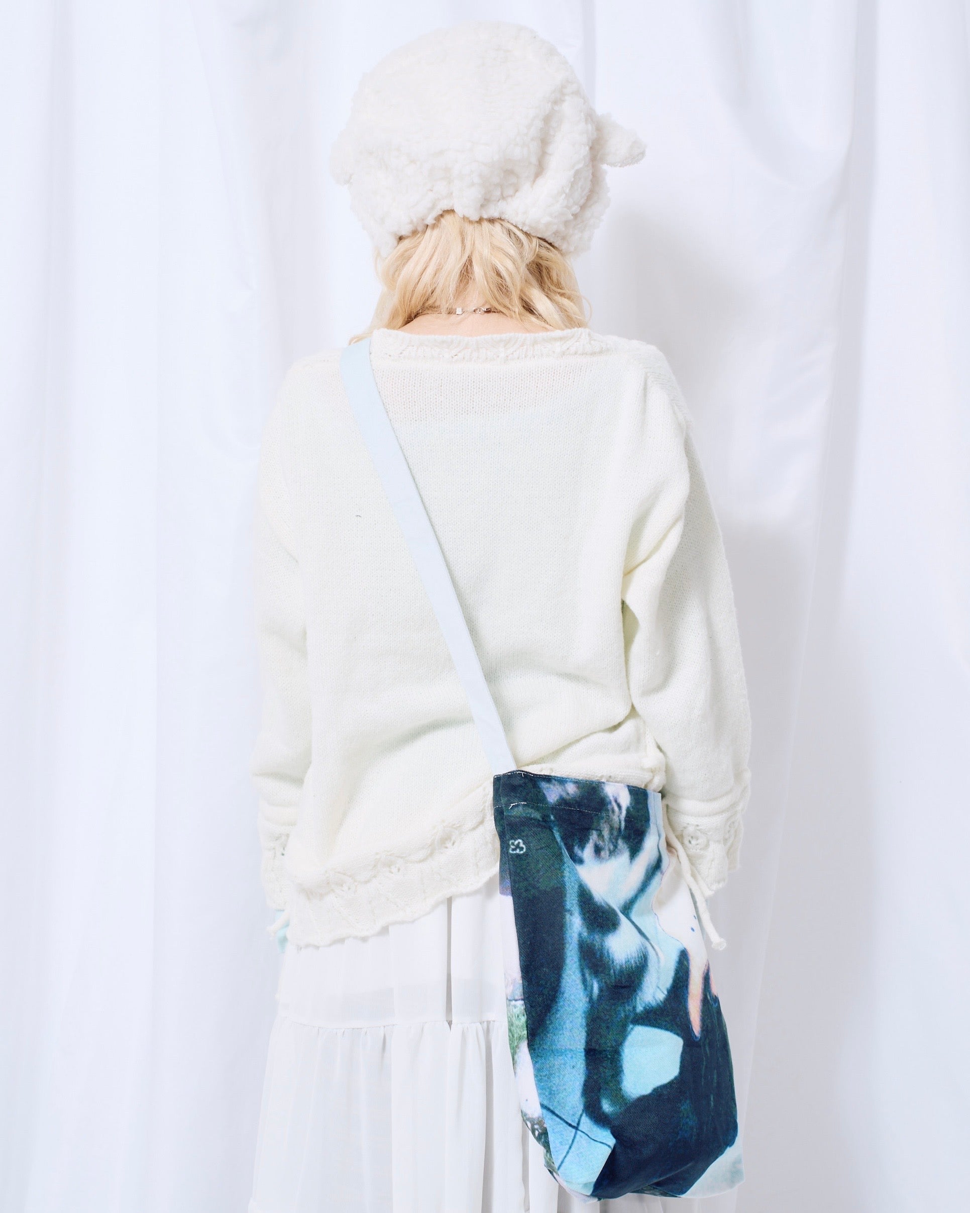 9/18 20:00 発売 国際配送【Nerd out XU】Cozy Vintage Gray Bubble Knit cardigan