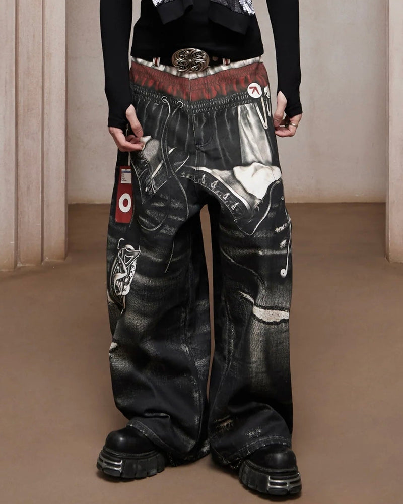 【DND4DES】Triple Waist MP3 All-Over Print Pants