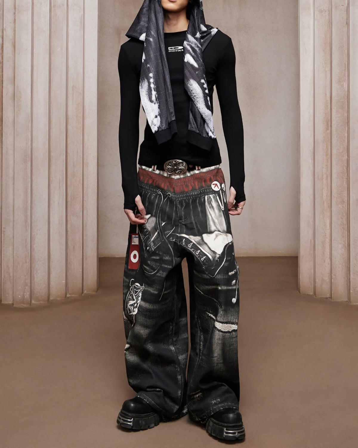 【DND4DES】Triple Waist MP3 All-Over Print Pants