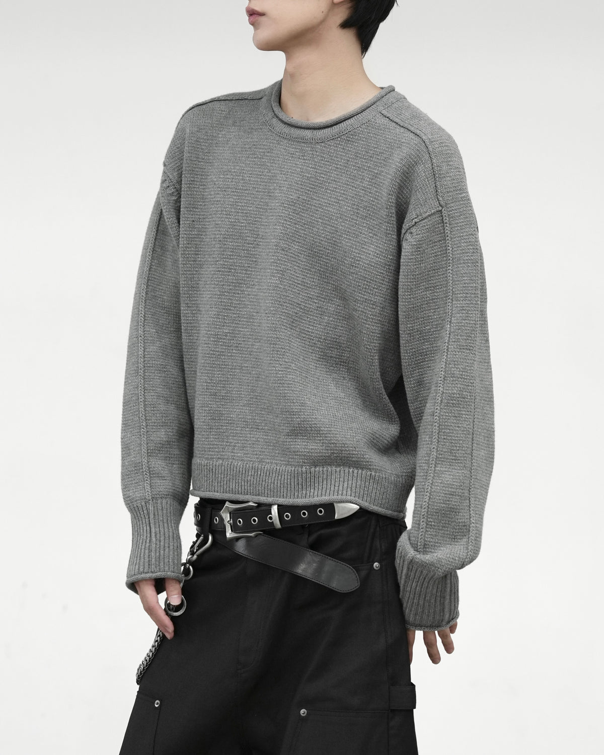 【CHIKASHITSU PLUS HIGH】Contour roll knit sweater (2color)