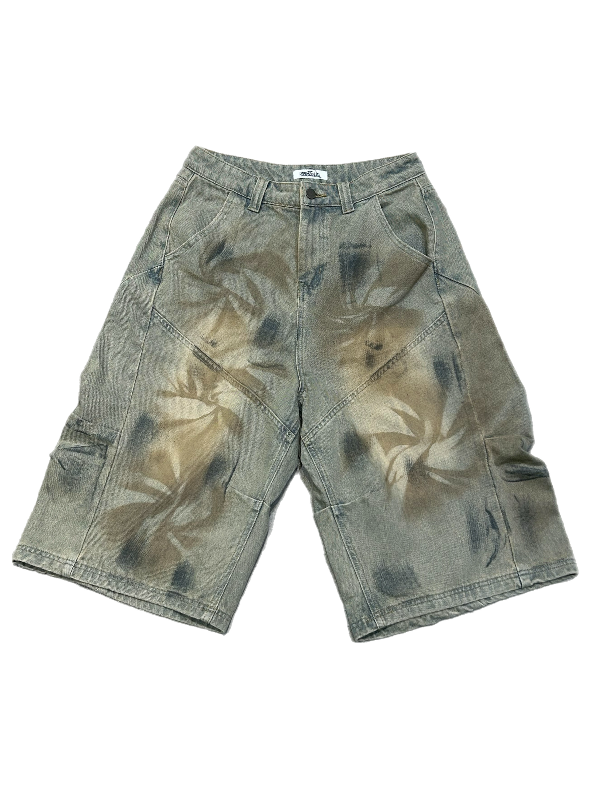 国際配送【Never mind the XU】vintage wash buggy half pants