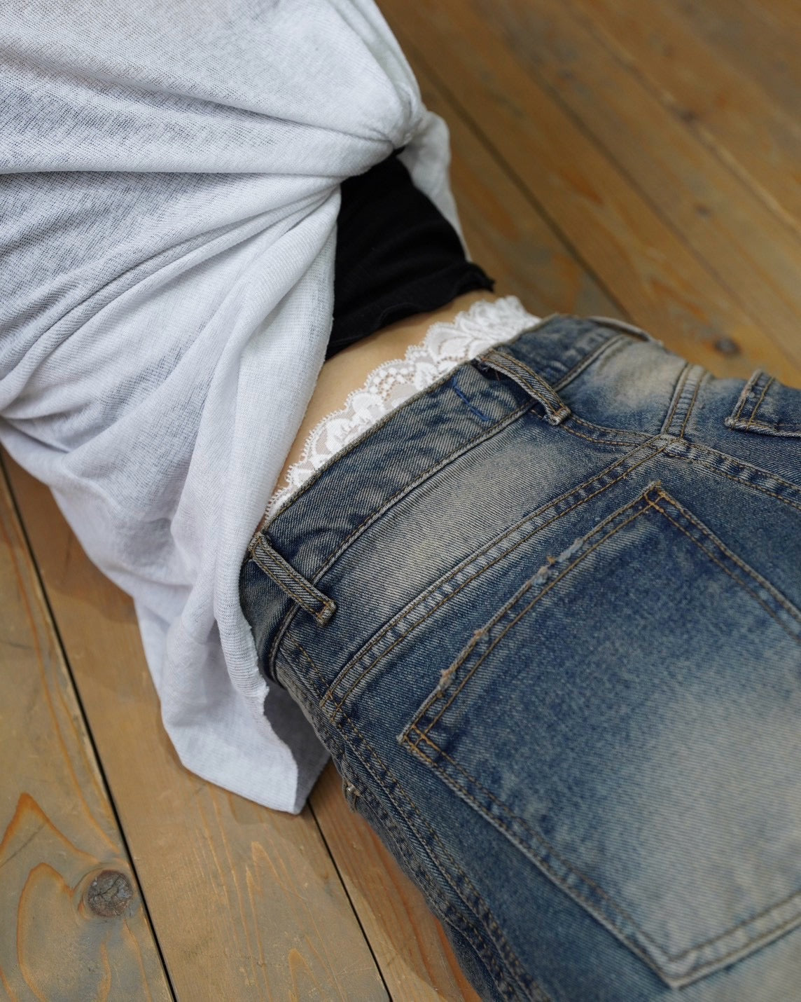 受注制【OaKS】lace layering waist band (3color)