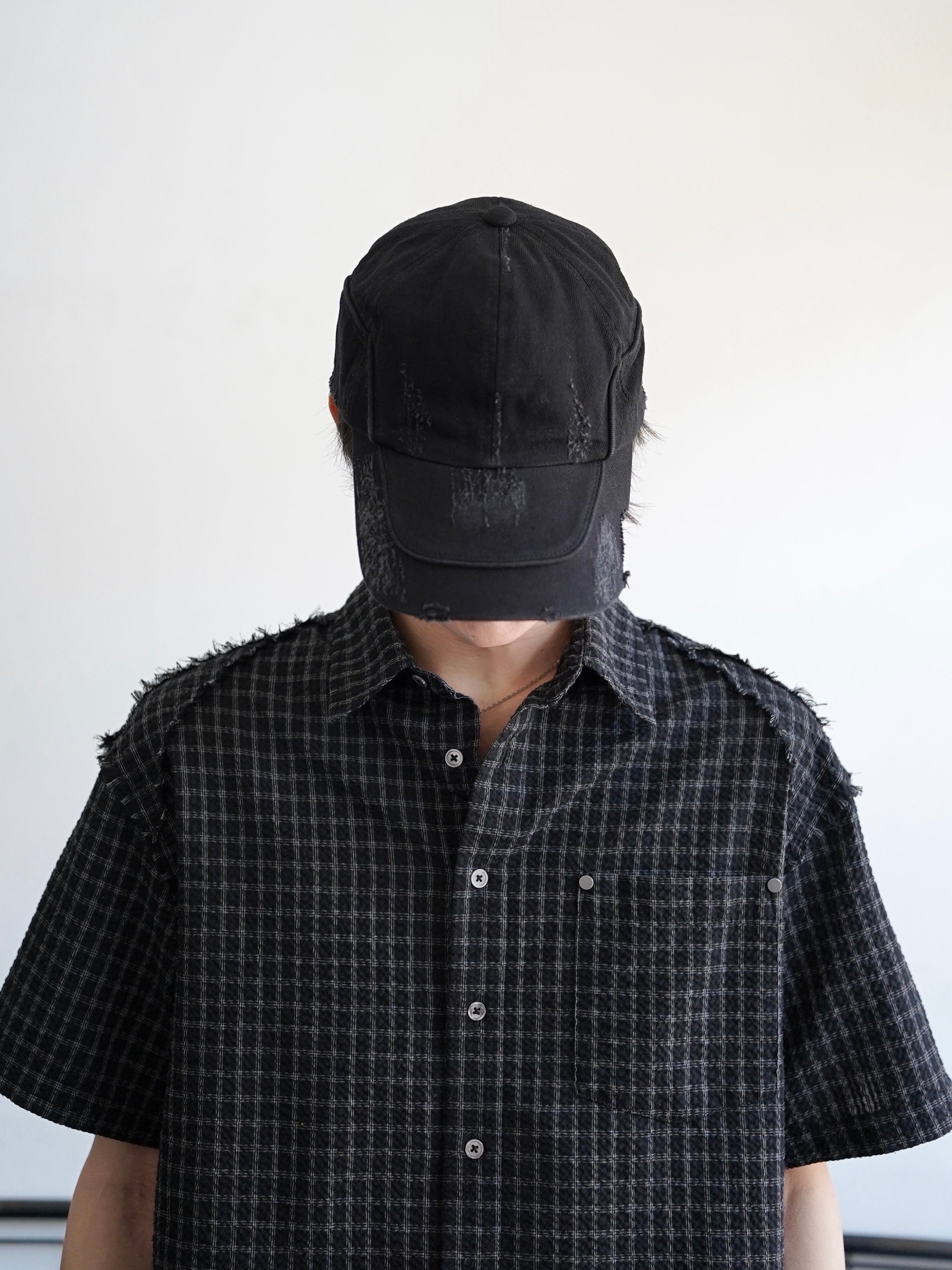 5/23 20:00発売【CHIKASHITSU PLUS HIGH】Arch washed denim cap (wash black)