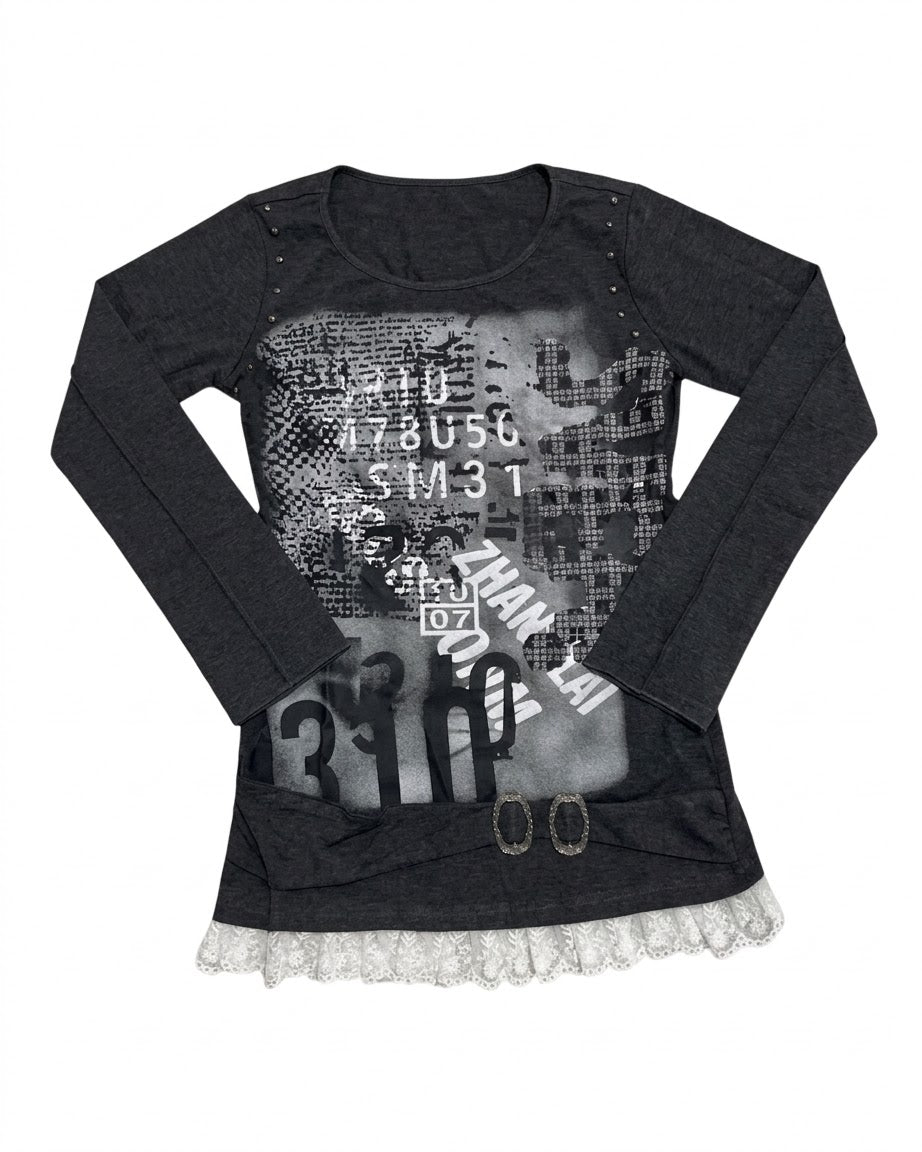 国際配送【BABY09】graphic lace long sleeve