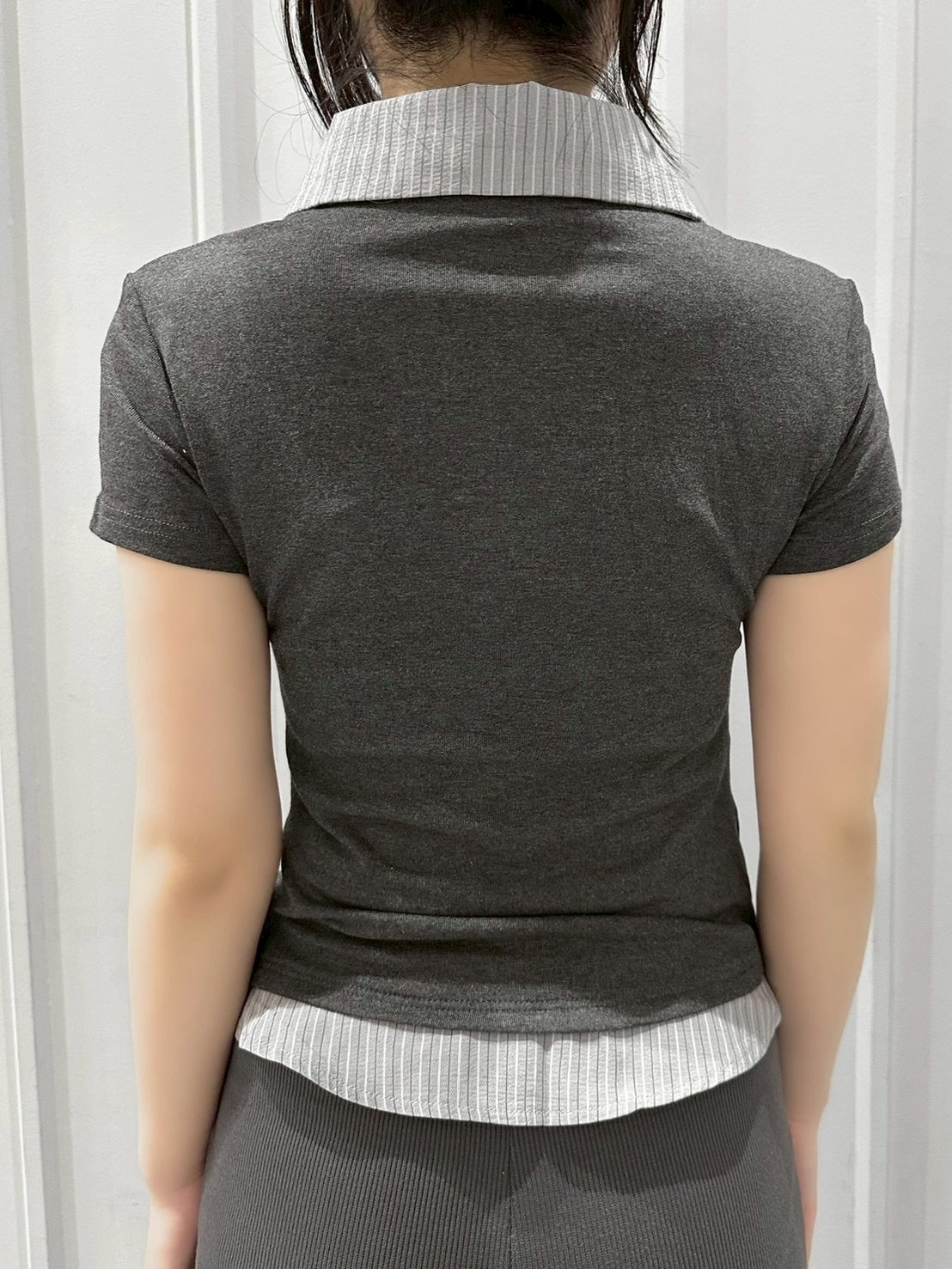 受注制【nmtc+】Layered Draped Shirring Shirt Top (2color)
